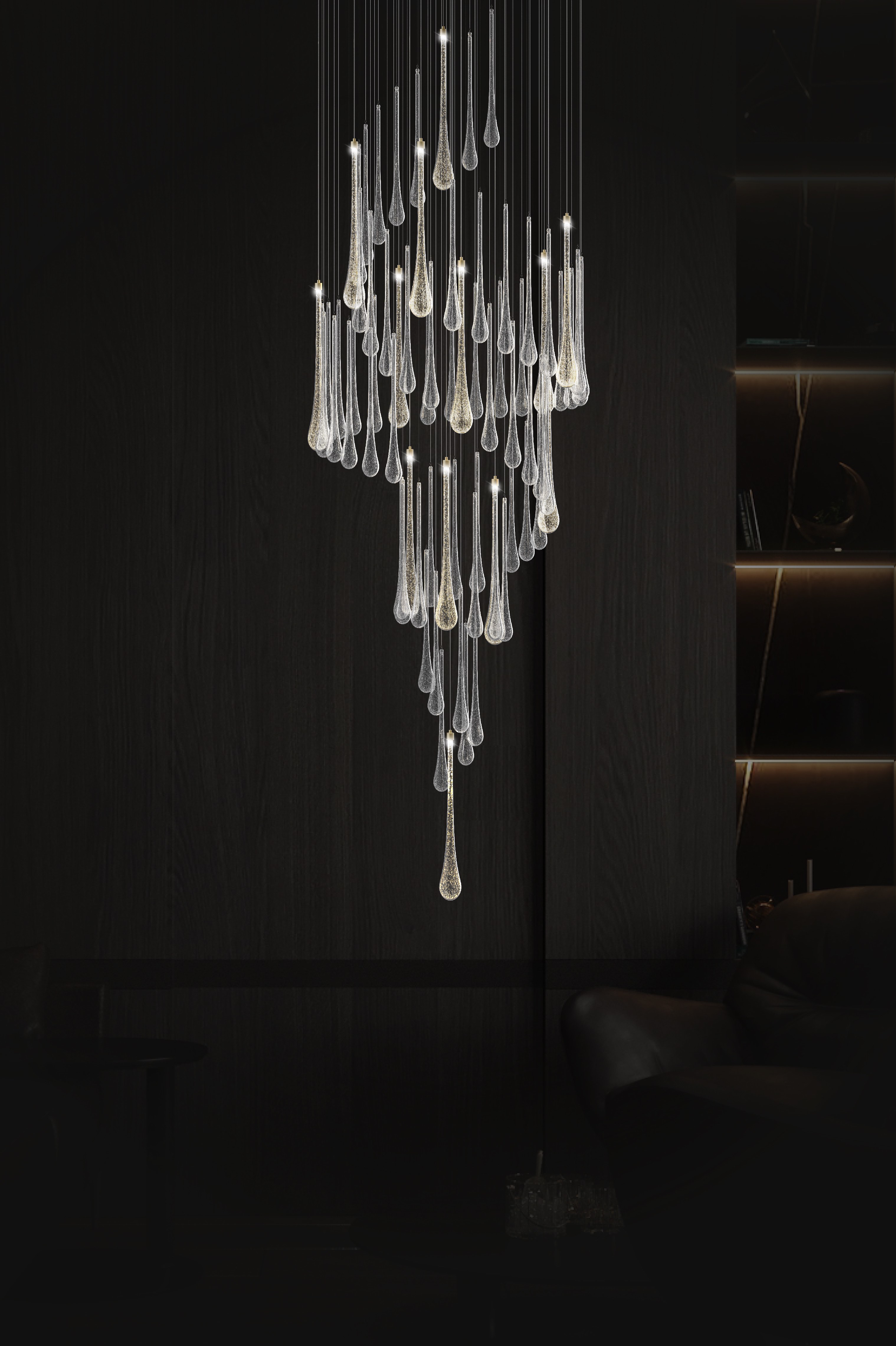 Люстра "Капли" SK-GLASS® из 73 подвесов