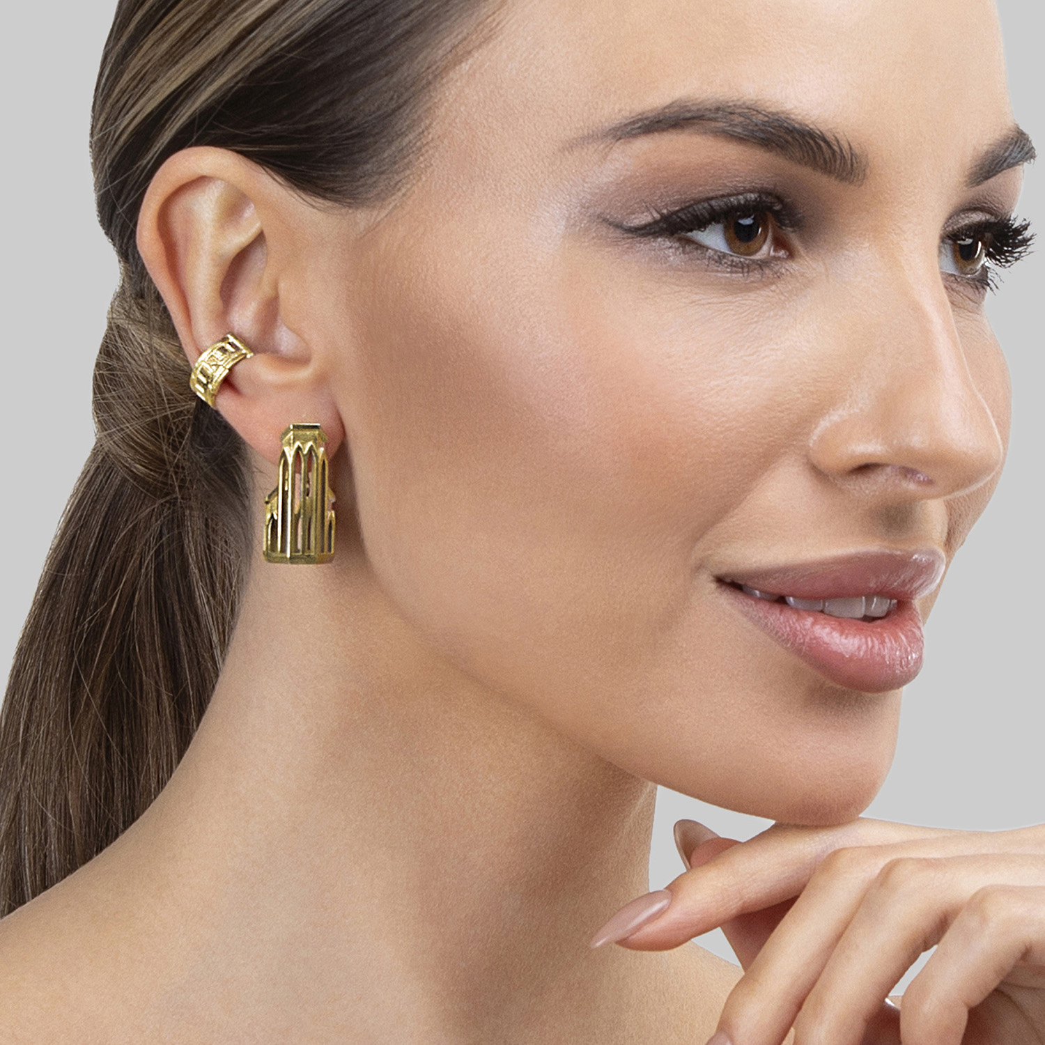 Парные позолоченные серьги из серебра BADGIR GOLD