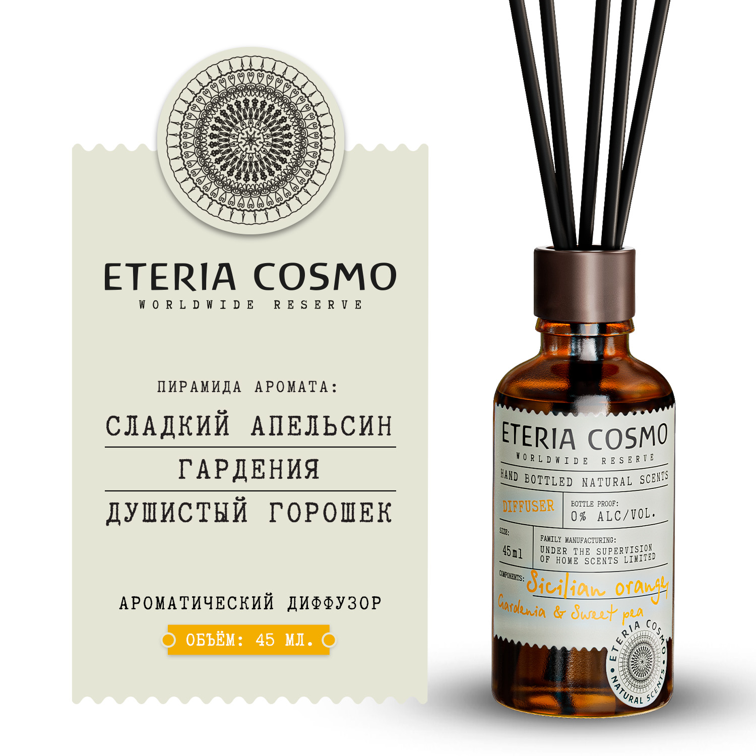 Апельсин гардения и душистый горошек ETERIA COSMO диффузор 45 мл