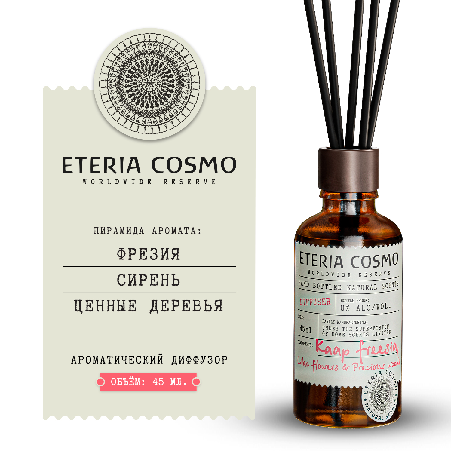 Фрезия сирень и драгоценное дерево ETERIA COSMO диффузор 45 мл