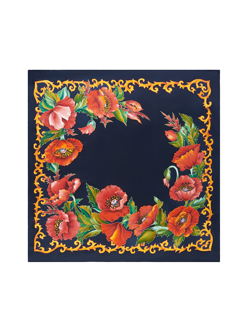 Платок Маков цвет 87*87 атлас ( Б-90А )