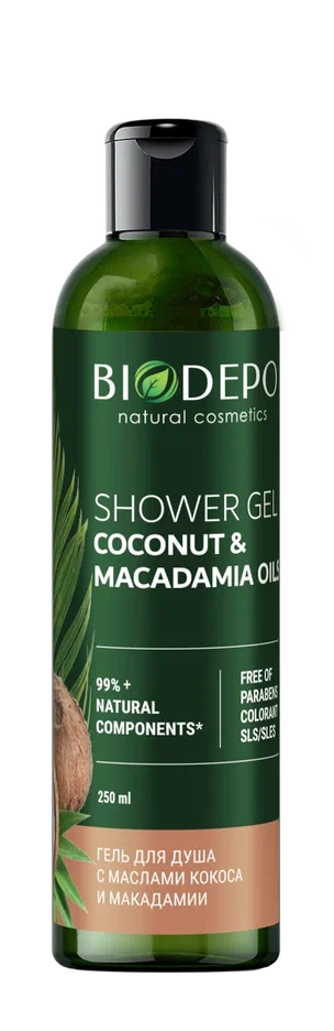 Гель для душа Biodepo натуральный с маслами кокоса и макадамии