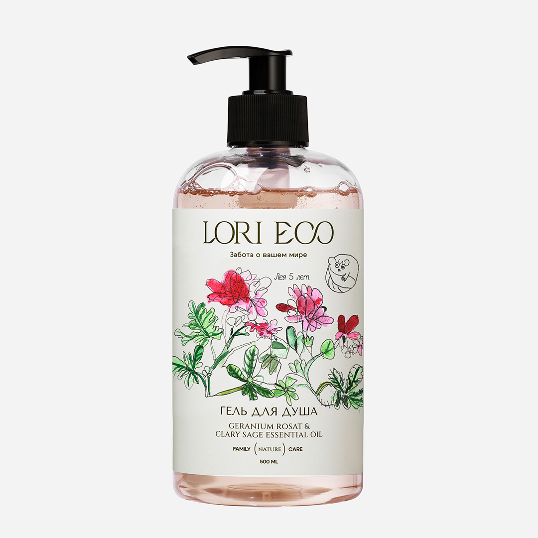 LORI ECO Гель для душа Герань и Шалфей с детскими рисунками