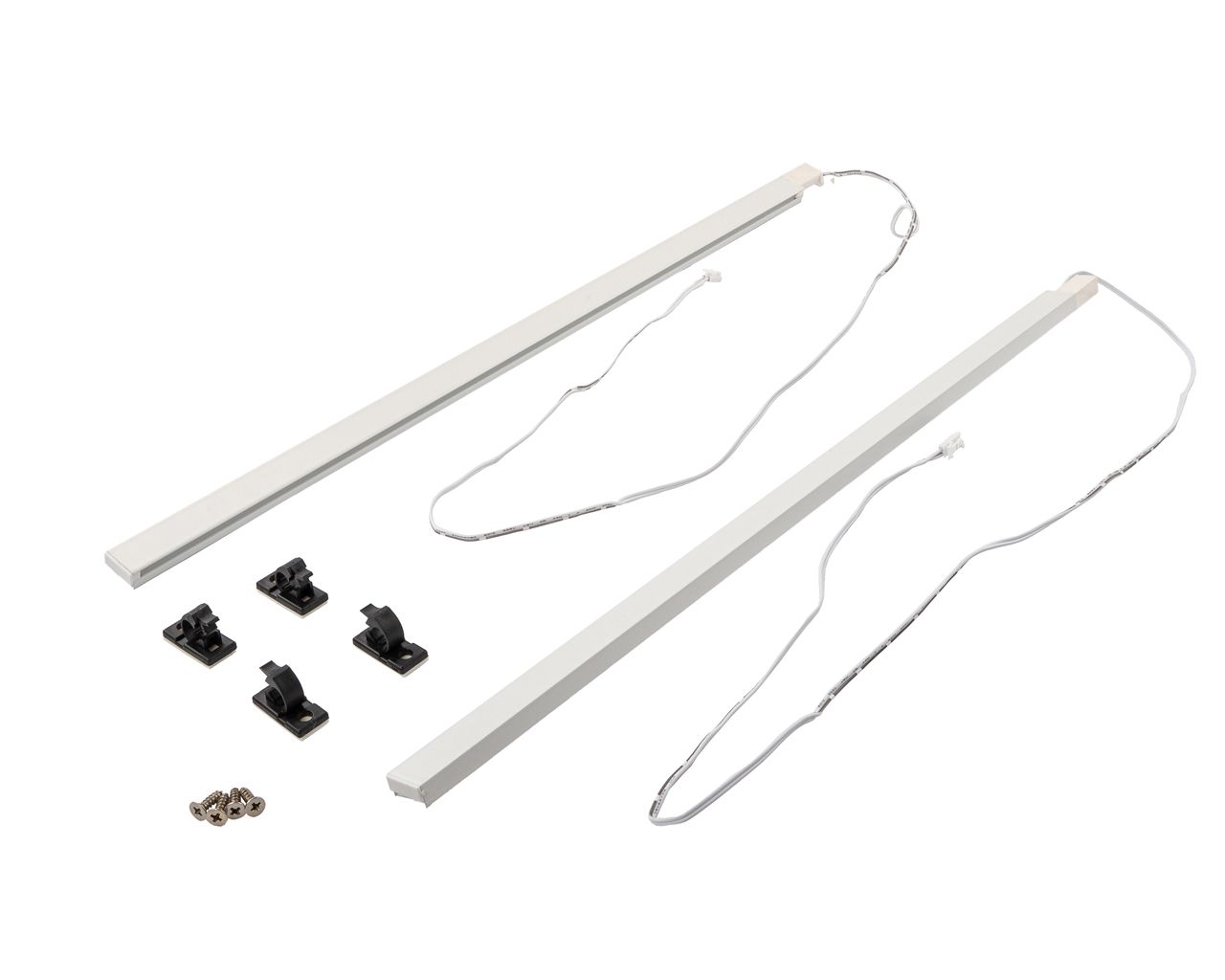 Комплект LED-подсветки длиной 500 мм ALPHALUX для ящика с боковинами из ЛДСП толщиной 16 мм (2 ленты, 4 крепления), белый. Рис. 1 Комплект LED-подсветки длиной 500 мм ALPHALUX для ящика с боковинами из ЛДСП толщиной 16 мм (2 ленты, 4 крепления), белый. Рис. 1