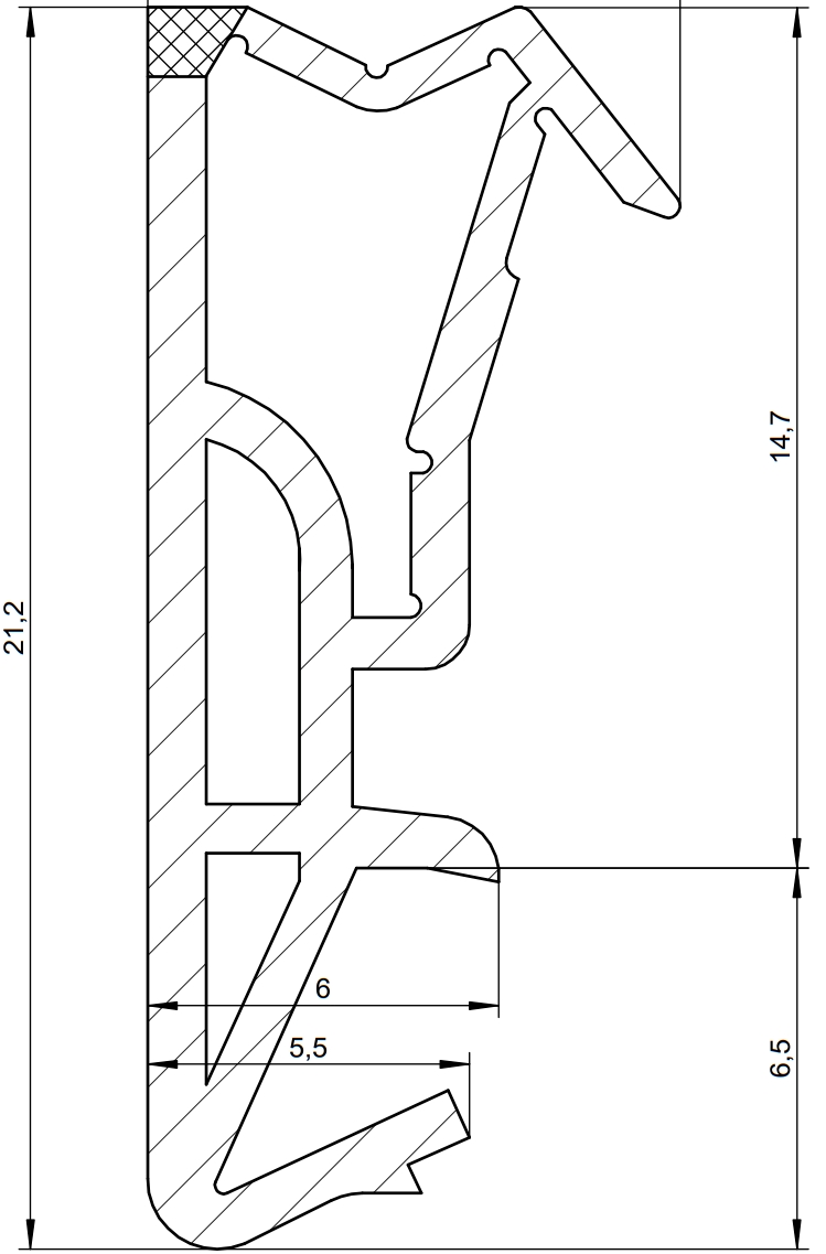 Уплотнитель контурный для межкомнатных дверей DEVENTER, ТЭП, киби. Рис. 1