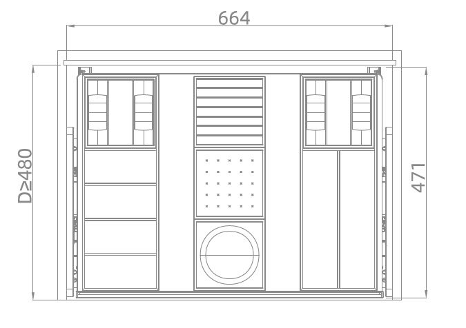 ALPHALUX Bach Выдвижной лоток для бижутерии в базу 700 мм, 664х471х81 (ШхГхВ), шоколад/мокко. Рис. 2
