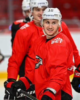 Раскатка «Авангарда» перед матчем в Челябинске