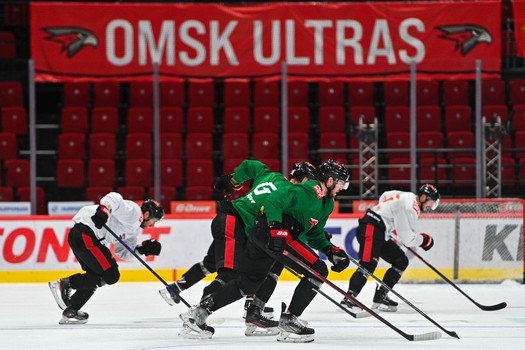 Тренировка «Авангарда» перед матчем с «Витязем»