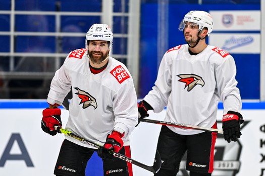 Раскатка «Авангарда» перед матчем в Уфе