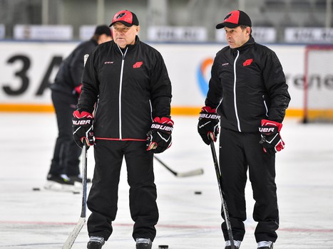 Раскатка "Авангарда" перед матчем с минским "Динамо"