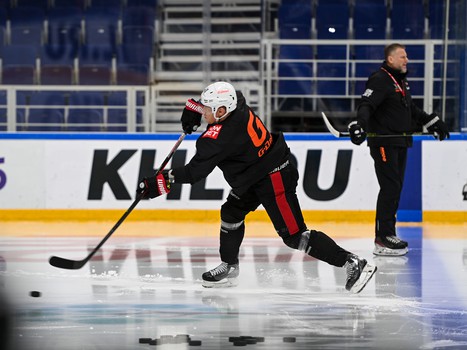 Раскатка «Авангарда» перед матчем в Уфе