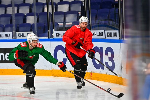 Тренировка «Авангарда» перед матчем в Казани