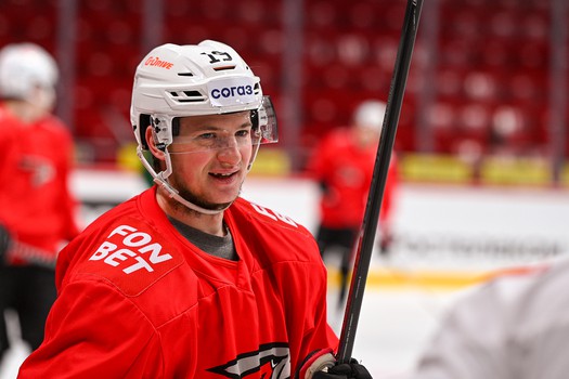 Раскатка «Авангарда» перед матчем в Челябинске