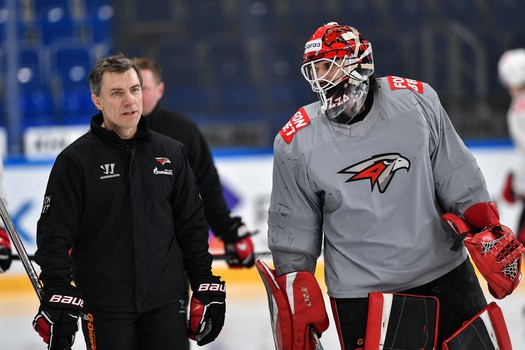 Тренировка «Авангарда» перед матчем в Нижнекамске