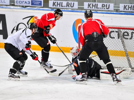 Раскатка "Авангарда" перед матчем с рижским "Динамо"