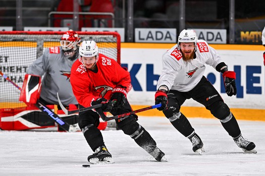 Раскатка «Авангарда» перед матчем в Череповце