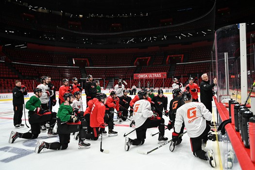 Раскатка «Авангарда» перед матчем с московским «Динамо»