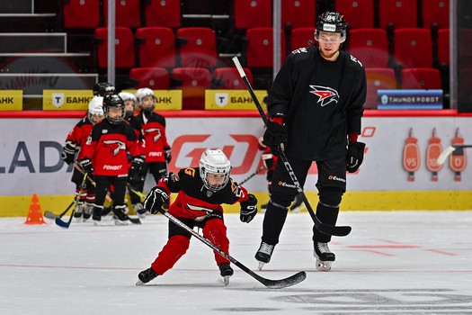 Тренировка воспитанников Хоккейной Академии «Авангард» 2019 года рождения на G-Drive Арене