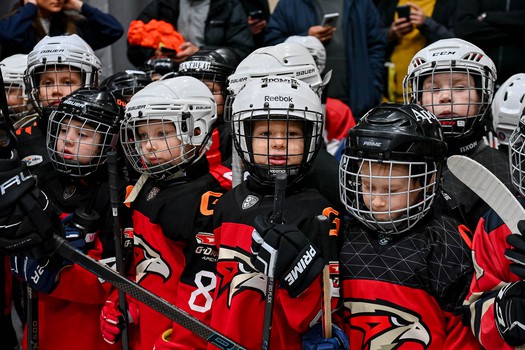 Тренировка воспитанников Хоккейной Академии «Авангард» 2019 года рождения на G-Drive Арене