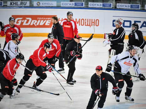 Раскатка "Авангарда" перед матчем с "Локомотивом"