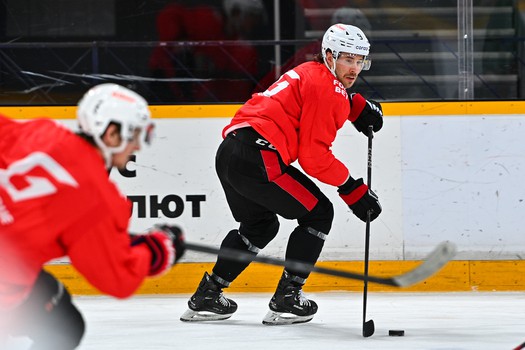 Раскатка «Авангарда» перед матчем в Череповце