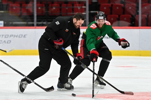 Раскатка «Авангарда» перед матчем с минским «Динамо»