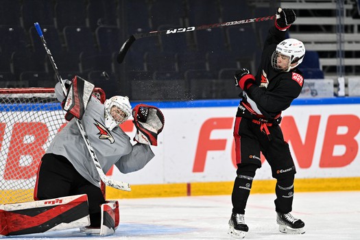Раскатка «Авангарда» перед матчем в Уфе
