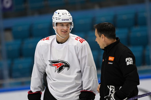 Тренировка «Авангарда» перед матчем в Астане