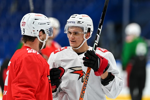 Раскатка «Авангарда» перед матчем в Уфе