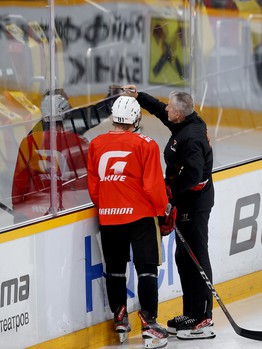 Раскатка «Авангарда» перед матчем в Череповце