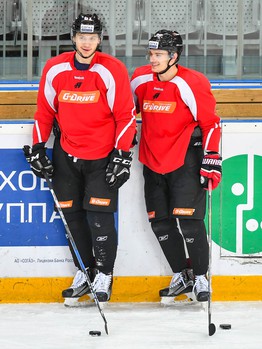 Раскатка "Авангарда" перед матчем с "Салаватом Юлаевым"