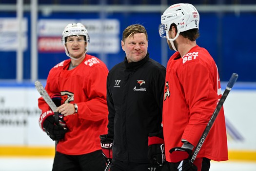 Раскатка «Авангарда» перед матчем в Уфе