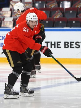 Тренировка «Авангарда» перед матчем в Магнитогорске