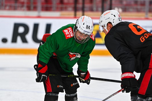 Раскатка «Авангарда» перед матчем в Челябинске