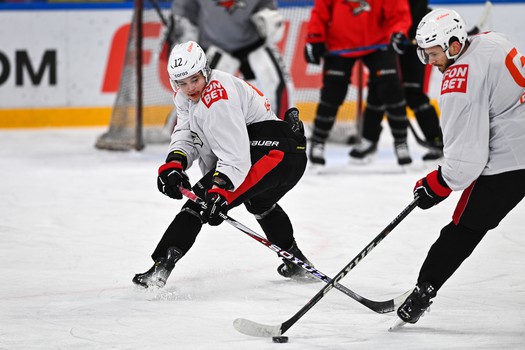 Раскатка «Авангарда» перед матчем в Тольятти