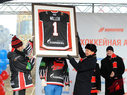 Церемония закладки символического камня в основание Хоккейной академии "Авангард"