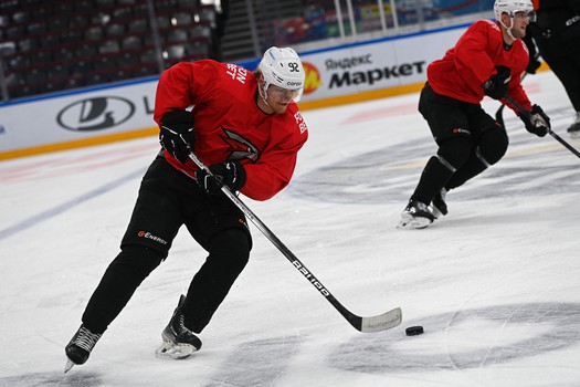 Тренировка «Авангарда» перед матчем в Магнитогорске