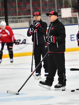 Раскатка "Авангарда" перед выездным матчем в Риге