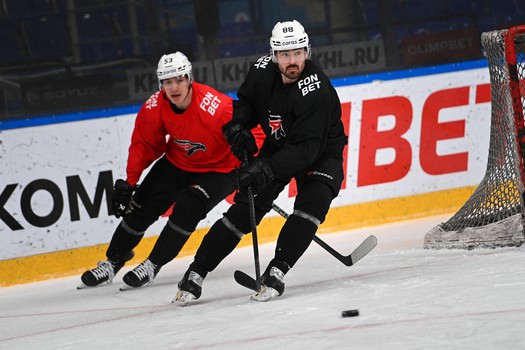 Тренировка «Авангарда» перед матчем в Нижнекамске