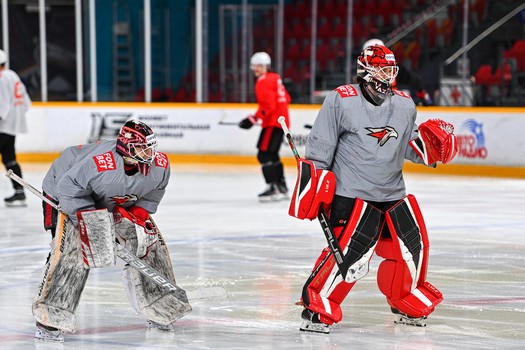 Раскатка «Авангарда» перед матчем в Череповце