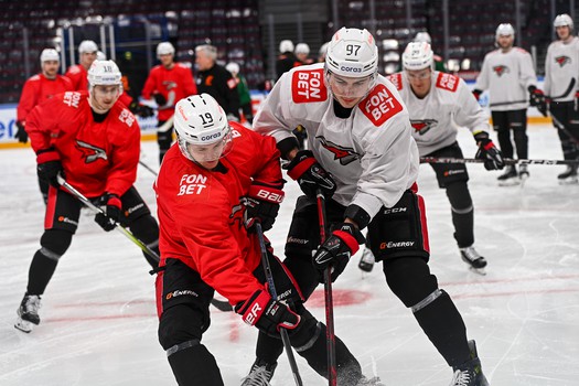 Раскатка «Авангарда» перед матчем в Магнитогорске