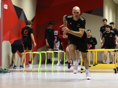 Тренировка «Авангарда» перед матчем с минским «Динамо»