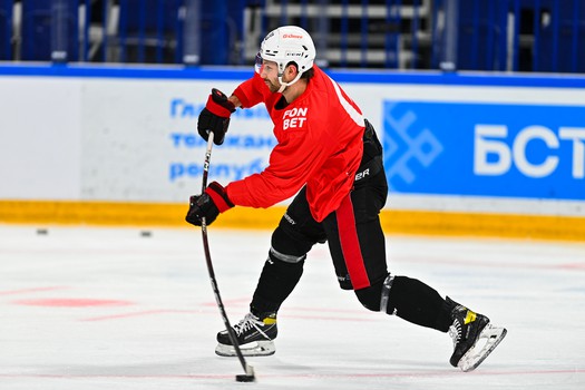 Раскатка «Авангарда» перед матчем в Уфе
