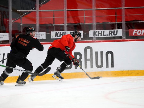 Раскатка «Авангарда» перед матчем с «Северсталью»