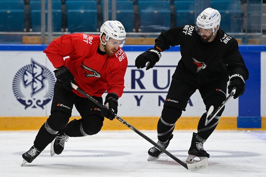 Раскатка «Авангарда» перед матчем в Астане