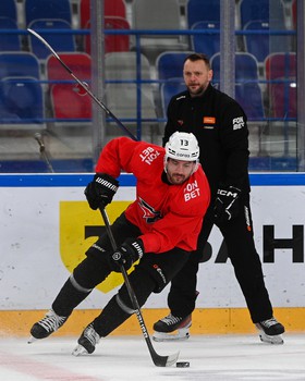 Тренировка «Авангарда» перед матчем в Нижнекамске