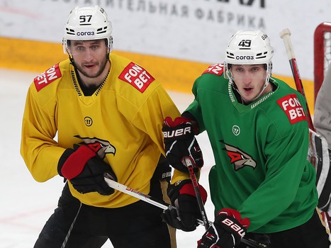 Тренировка «Авангарда» перед первым матчем серии в Магнитогорске