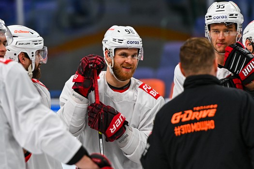 Тренировка «Авангарда» перед матчем в Казани