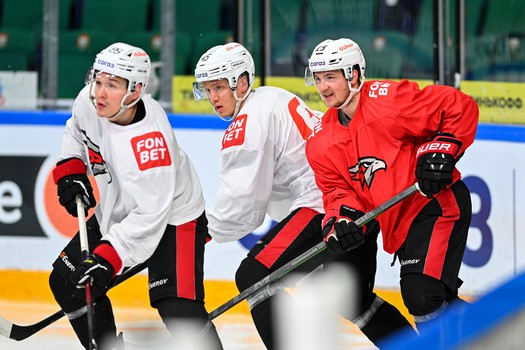 Раскатка «Авангарда» перед матчем в Казани