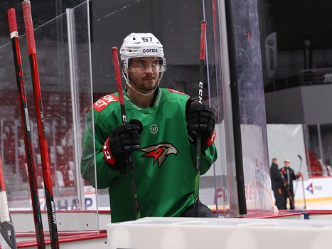 Раскатка «Авангарда» перед матчем в Челябинске